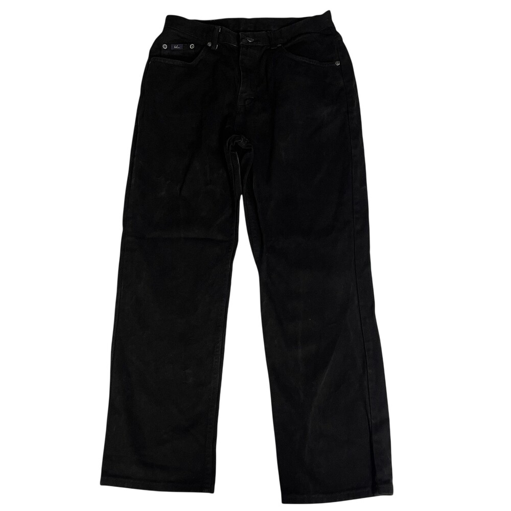 Blu Jeans Jeans Womens Black Denim Straight Leg Mid Rise Zip Fly (30x29)